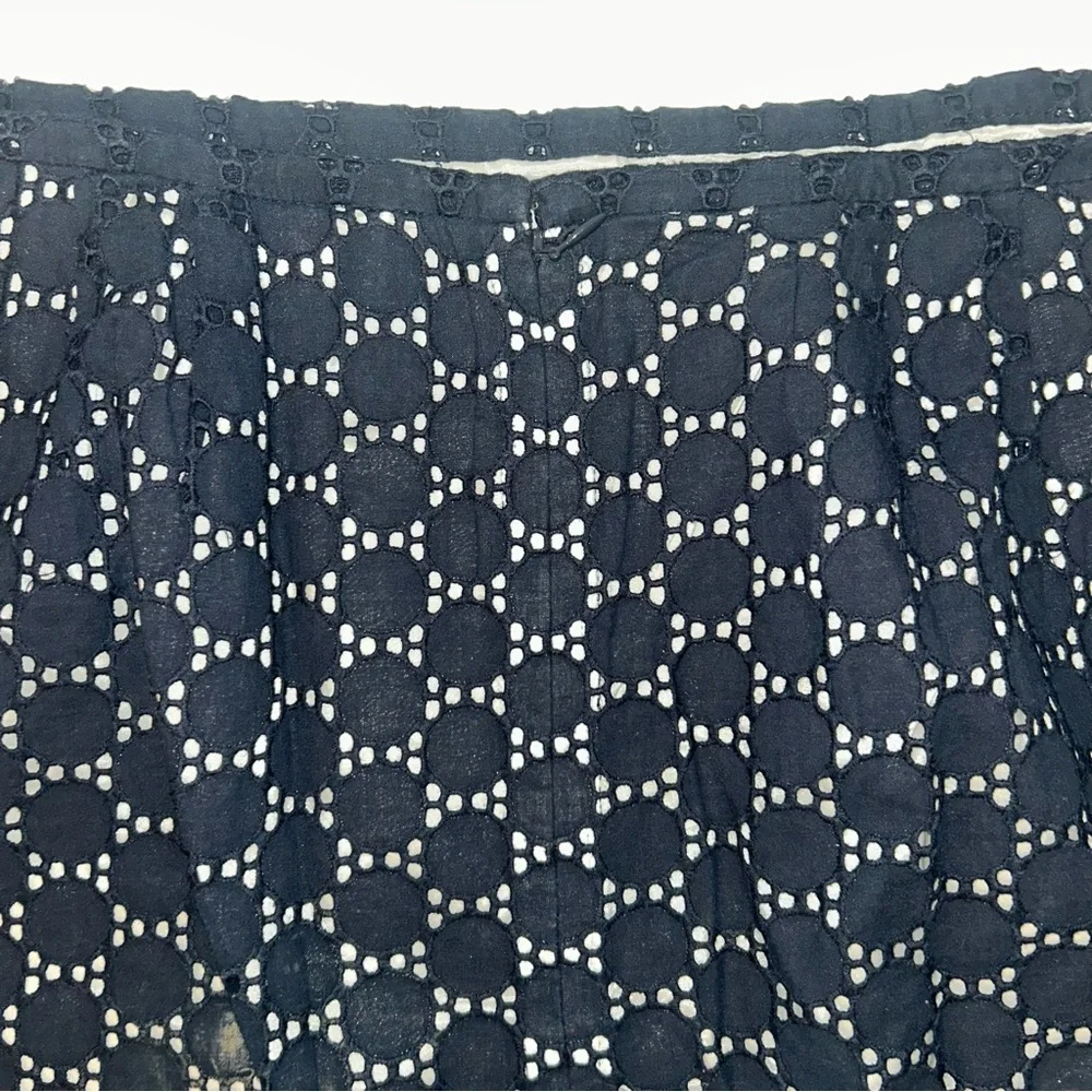 LOFT womens navy‎ eyelet LINED skirt Cotton Classic Business Causal Y2K size 10